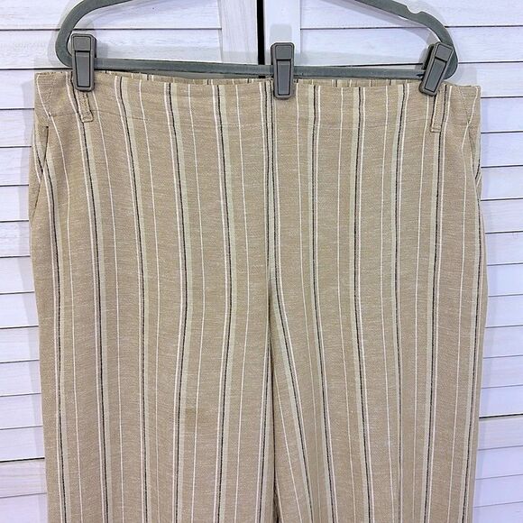 J. Jill Pants Size Large Crop Linen Blend Striped Tan Wide-Leg - Picture 3 of 13
